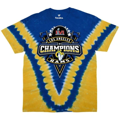 Fanatics Men's  Branded Blue Los Angeles Rams Super Bowl Lvi Champions Spiral Dye T-shirt