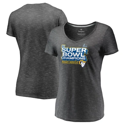 Fanatics Branded Heathered Charcoal Los Angeles Rams Super Bowl Lvi Champions Parade V-neck T-shirt