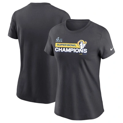 Nike Women's  Anthracite Los Angeles Rams Super Bowl Lvi Champions T-shirt