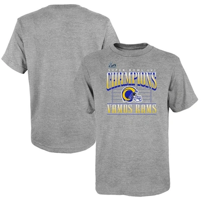 Fanatics Kids' Youth  Branded Heathered Gray Los Angeles Rams Super Bowl Lvi Champions Game Plan Hometown T In Heather Gray