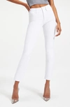 Good American Good High Rise Straight Raw Hem Jeans In W037 In White037