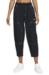 Nike Women's  Sportswear Swoosh High-waisted Woven Pants In Black/ Black/ White/ White