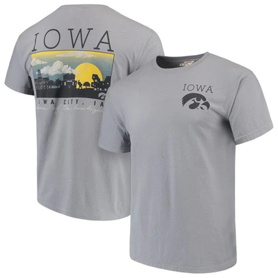 Image One Men's Gray Iowa Hawkeyes Comfort Colors Campus Scenery T-shirt