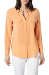 Equipment Slim Signature Solid Silk Shirt In Copper Tan