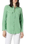 Equipment Signature Silk Button-up Shirt In Pprmnt