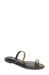 Amanu Kibera Embellished Leather Sandals In Black Croc
