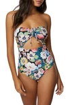 O'neill O'neil Juniors' Twiggy Sayulita Floral-print Cutout One-piece Swimsuit Women's Swimsuit In Black