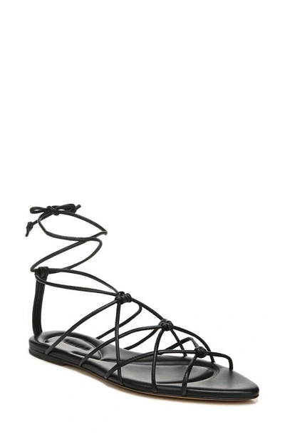 Vince Kenna Knotted Leather Gladiator Sandals In Black
