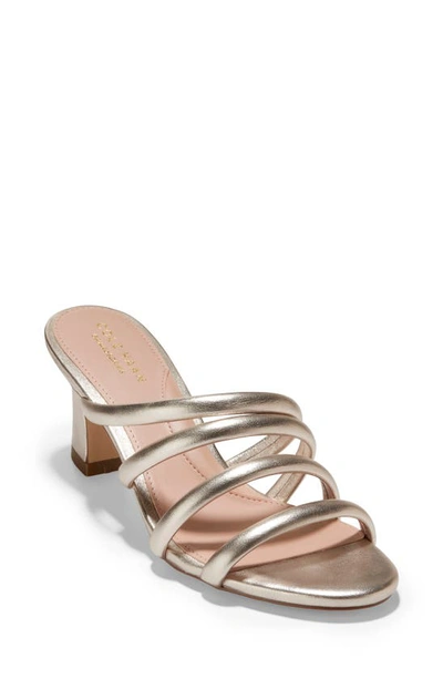 Cole Haan Adella Metallic Leather Mules In Gold