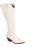 Journee Signature Tamori Womens Zipper Leather Knee-high Boots In Bone