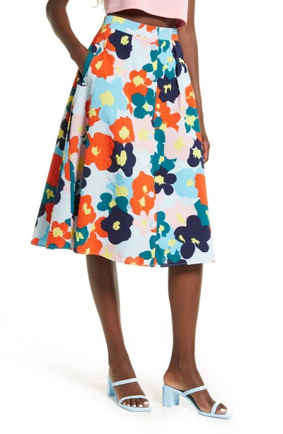 Nordstrom Cristina Martinez Print Skirt In Blue Floral Smudge