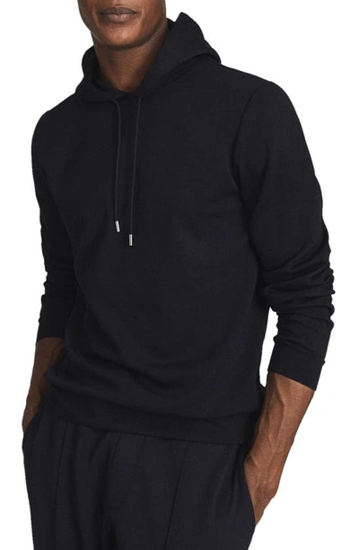 Reiss Fabien Interlock Hoodie In Navy