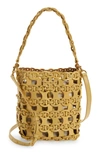 Tory Burch Mcgraw Small Woven Leather Bucket Bag In Beeswax