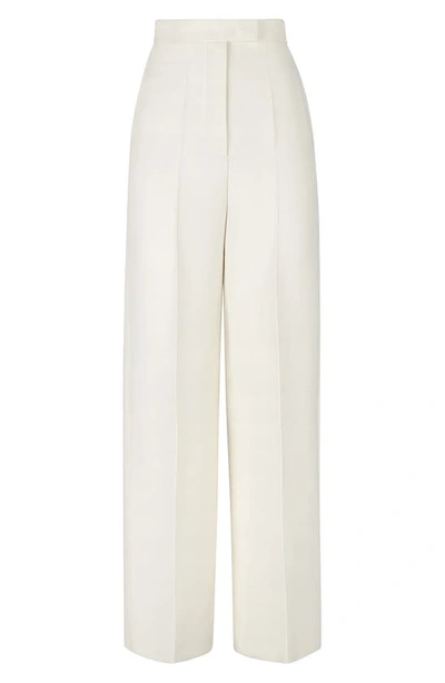 Fendi Pleated Wool And Silk-blend Wide-leg Pants In White