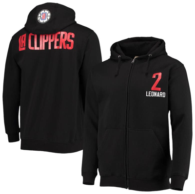 Fanatics Men's Kawhi Leonard Black La Clippers Big And Tall Player Name And Number Full-zip Hoodie Jacket