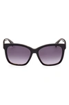 Max Mara 56mm Gradient Square Sunglasses In Shiny Bilayer Black Havana