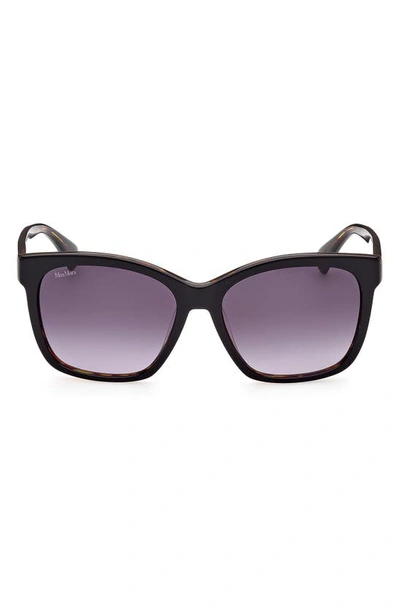 Max Mara 56mm Gradient Square Sunglasses In Shiny Bilayer Black Havana