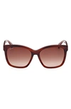 Max Mara 56mm Butterfly Sunglasses In Shiny Red / Gradient Brown