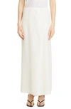 Totême Frayed Crinkled Silk-habotai Midi Skirt In Bone