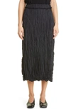 Totême Crinkle Pleated Silk Midi Skirt In Black