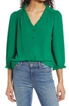 Cece Ruffle V-neck Blouse In Lush Green