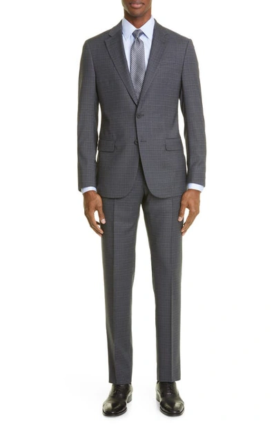 Emporio Armani Men's Performance Stretch Plaid Suit In Solid Dark Grey