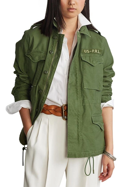 Polo Ralph Lauren Cotton Twill Military Jacket In Army Olive - Main Image