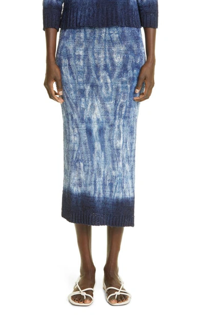 Altuzarra Zinaida Hand-dyed Knitted Silk Midi Skirt In 227406 Berry Blue Hand Dye