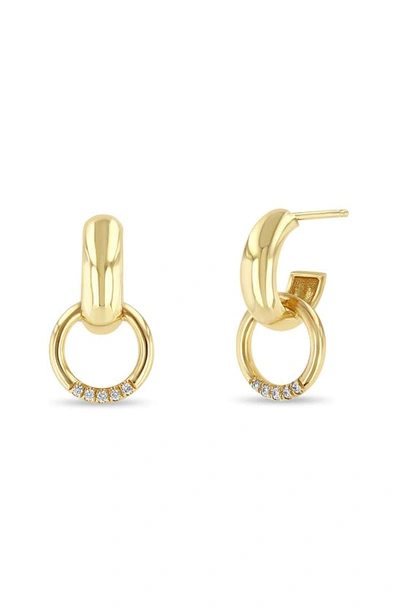 Zoë Chicco Diamond Huggie Hoop Earrings In Yellow Gold