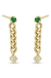 ZOË CHICCO EMERALD & DIAMOND CHAIN EARRINGS