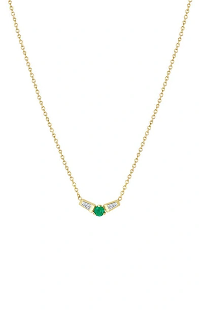 Zoë Chicco 14k Yellow Gold Emerald Gemstones Emerald & Diamond Choker Necklace, 14-16