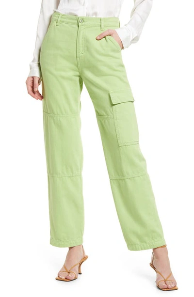 Reformation Bailey Organic Cotton-twill Slim-leg Cargo Pants In Lime