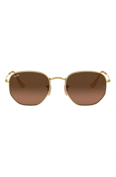 Ray Ban 51mm Aviator Sunglasses In Gold/ Brown Gradient