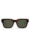 Dior B23 53mm Rectangular Sunglasses In Dark Havana / Green