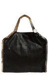Stella Mccartney Falabella Mini Black Handbag With Handle And Chain Shoulder Strap In Eco Leather Woman In Black