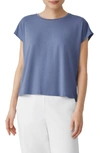 Eileen Fisher Crewneck Boxy Stretch Jersey T-shirt In Periwinkle