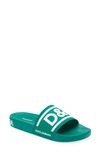 Dolce & Gabbana Portofino Drip Pool Slide Sandals In Verde/ Bianco