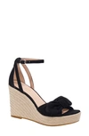 Kate Spade Tianna Suede Bow Wedge Espadrille Sandals In Black