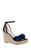 Kate Spade Tianna Suede Bow Wedge Espadrille Sandals In Blazer Blue