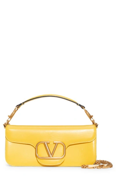Valentino Garavani Leather Vlogo Signature Shoulder Bag In Bright Lemon