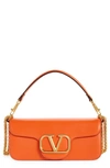 Valentino Garavani Vlogo Signature Leather Shoulder Bag In Orange