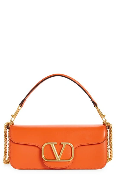 Valentino Garavani Vlogo Signature Leather Shoulder Bag In Titian