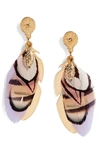 GAS BIJOUX SMALL SAO FEATHER EARRINGS