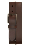 Johnston & Murphy Rivet Leather Belt In Dark Brown Full Grain