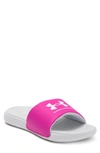 Under Armour Ansa Fix Slide Sandal In White/ Polaris Purple/ White