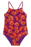 DOLCE & GABBANA KIDS' POPPY PRINT ONE-PIECE SWIMSUIT