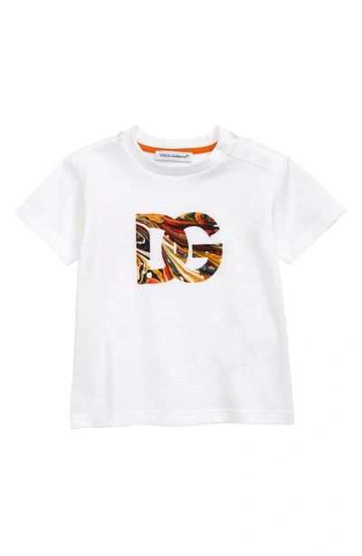 Dolce & Gabbana Babies' Marblized Logo Graphic Tee In Marmorizz Mix Aranc