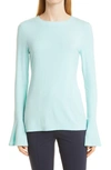 Capsule 121 The Polaris Ruffle Cuff Knit Top In Seaglass