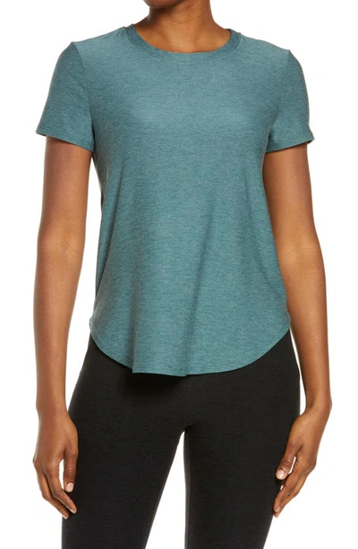 Beyond Yoga Featherweight On The Down Low T-shirt - Size 10 In Rainforest Blue Heather