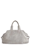 Zegna Suede Backpack In Light Grey